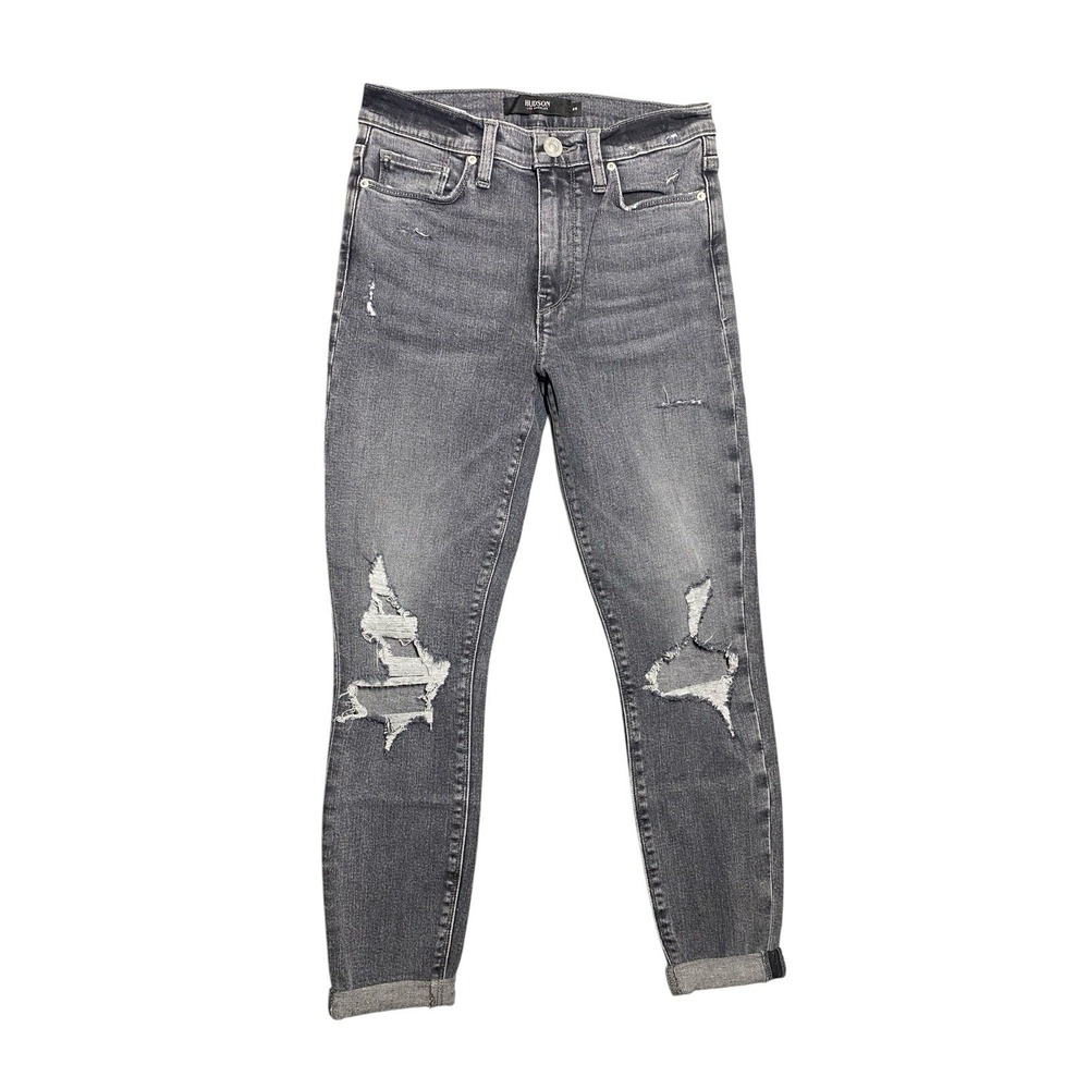 Hudson Jeans Gray Denim Dark‎ Wash Cut-out Cuffed Jeans Skinny Jeans Size 25
